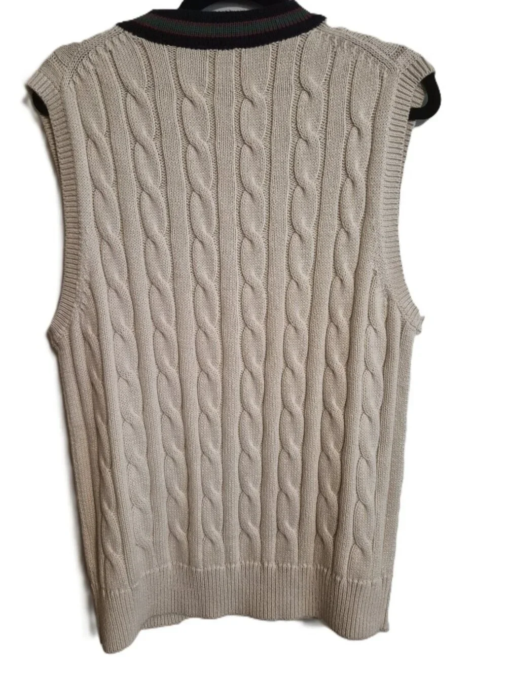 J Crew Organic Cotton Grandpa Core Cable Knit V-Neck Cardigan Vest